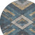 8' Navy Blue And Beige Round Geometric Washable Indoor Outdoor Area Rug
