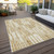 9' X 12' Gold Beige And Ivory Abstract Washable Indoor Outdoor Area Rug - Gold, Beige, Ivory