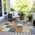 10' X 14' Rust And Denim Blue Geometric Washable Indoor Outdoor Area Rug