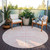 8' Pink And Gray Round Animal Print Washable Indoor Outdoor Area Rug