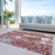 9' X 12' Burgundy And Ivory Abstract Washable Indoor Outdoor Area Rug