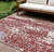 9' X 12' Burgundy And Ivory Abstract Washable Indoor Outdoor Area Rug