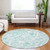 8' Turquoise And Ivory Round Paisley Washable Indoor Outdoor Area Rug - Turquoise, Ivory