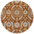 8' Orange Taupe And Gold Round Floral Washable Indoor Outdoor Area Rug