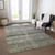 8' X 10' Pewter And Green Striped Washable Indoor Outdoor Area Rug