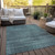 10' X 14' Teal Blue Aqua And Gray Striped Washable Indoor Outdoor Area Rug Transitional Style - Teal Blue, Aqua, Gray Color