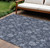 10' X 14' Denim Blue And Navy Blue Floral Washable Indoor Outdoor Area Rug - Denim Blue, Navy Blue