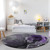 8' Round Gray and Purple Round Abstract Washable Non Skid Indoor Outdoor Area Rug