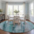 8' Round Teal Round Washable Non Skid Indoor Outdoor Area Rug