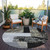8' Black Taupe And Ivory Round Geometric Washable Indoor Outdoor Area Rug