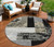 8' Black Taupe And Ivory Round Geometric Washable Indoor Outdoor Area Rug