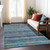 10' X 14' Blue And Gray Striped Washable Indoor Outdoor Area Rug - 880016386394
