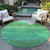 8' Green And Mint Green Round Abstract Washable Indoor Outdoor Area Rug