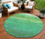 8' Green And Mint Green Round Abstract Washable Indoor Outdoor Area Rug