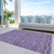 9' X 12' Purple And Lavender Striped Washable Indoor Outdoor Area Rug