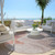 8' Salmon And Beige Round Geometric Washable Indoor Outdoor Area Rug - Salmon, Beige