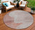 8' Salmon And Beige Round Geometric Washable Indoor Outdoor Area Rug - Salmon, Beige