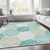 10' X 14' Teal Blue Ivory And Taupe Geometric Washable Indoor Outdoor Area Rug