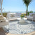 8' Blue And Ivory Round Geometric Washable Indoor Outdoor Area Rug Transitional Style - Blue, Ivory Color