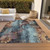 8' X 10' Blue And Gold Floral Washable Indoor Outdoor Area Rug