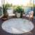 8' Gray Charcoal And Silver Round Floral Washable Indoor Outdoor Area Rug Transitional Style - Gray, Charcoal, Silver Color
