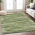 10' X 14' Olive Green And Ivory Striped Washable Indoor Outdoor Area Rug