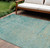 9' X 12' Teal Blue And Wheat Abstract Washable Indoor Outdoor Area Rug