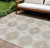 8' X 10' Ivory And Brown Floral Washable Indoor Outdoor Area Rug - Ivory, Brown