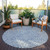 8' Denim Blue And Ivory Round Abstract Washable Indoor Outdoor Area Rug Transitional Style - Denim Blue, Ivory Color
