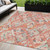 10' X 14' Coral And Orange Geometric Washable Indoor Outdoor Area Rug