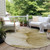 8' Beige Round Abstract Washable Indoor Outdoor Area Rug