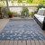 10' X 14' Denim Blue And Gray Floral Washable Indoor Outdoor Area Rug