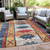 9' X 12' Navy Blue And Copper Tribal Washable Indoor Outdoor Area Rug