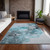 10' X 14' Teal and Gray Abstract Washable Indoor Outdoor Area Rug