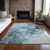 10' X 14' Teal and Gray Abstract Washable Indoor Outdoor Area Rug