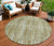 8' Khaki And Olive Green Round Striped Washable Indoor Outdoor Area Rug