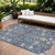 8' X 10' Blue Brown And Beige Floral Washable Indoor Outdoor Area Rug