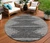8' Charcoal And Ivory Round Abstract Washable Indoor Outdoor Area Rug