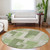 8' Green Sage And Beige Round Geometric Washable Indoor Outdoor Area Rug