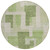 8' Green Sage And Beige Round Geometric Washable Indoor Outdoor Area Rug