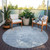 8' Sky Blue Round Abstract Washable Indoor Outdoor Area Rug