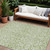 9' X 12' Green And Ivory Damask Washable Indoor Outdoor Area Rug