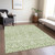9' X 12' Green And Ivory Damask Washable Indoor Outdoor Area Rug