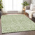 9' X 12' Green And Ivory Damask Washable Indoor Outdoor Area Rug