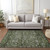 8' X 10' Green And Olive Green Oriental Washable Indoor Outdoor Area Rug