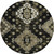 8' Black Ivory And Taupe Round Medallion Washable Indoor Outdoor Area Rug