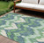 8' X 10' Green Ivory And Blue Ikat Washable Indoor Outdoor Area Rug