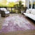 8' X 10' Plum And Ivory Abstract Washable Indoor Outdoor Area Rug - Plum, Ivory