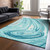 10' X 14' Turquoise Teal Blue And Gray Abstract Washable Indoor Outdoor Area Rug
