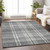 10' X 14' Gray Black And Ivory Plaid Washable Indoor Outdoor Area Rug